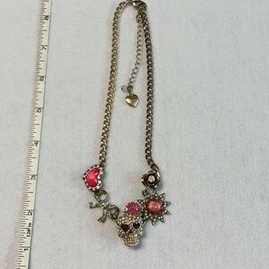 Betsey Johnson Gold and Pink Floral Necklace